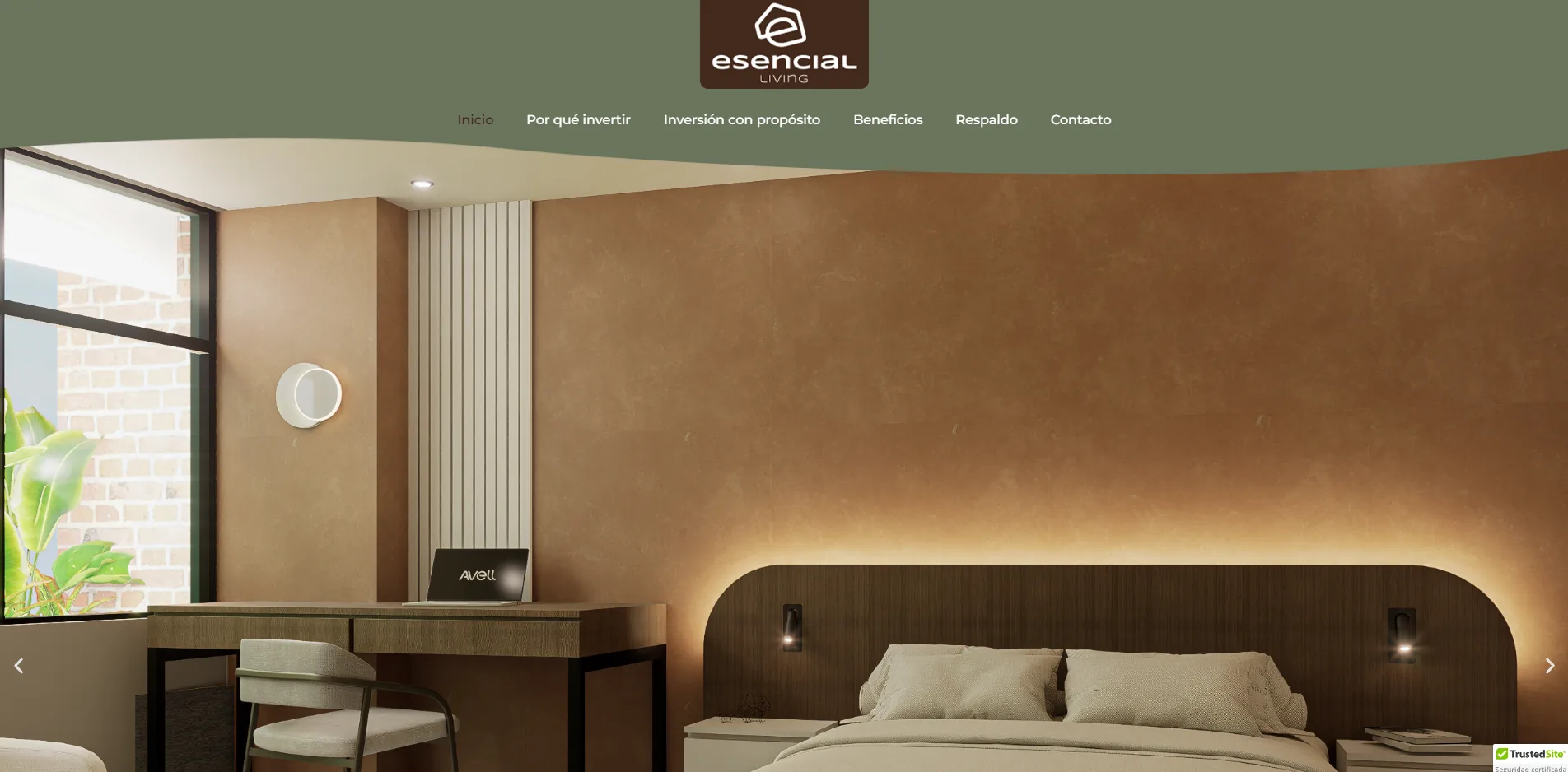 Landing anterior de Esencial Living antes de la renovación de marca