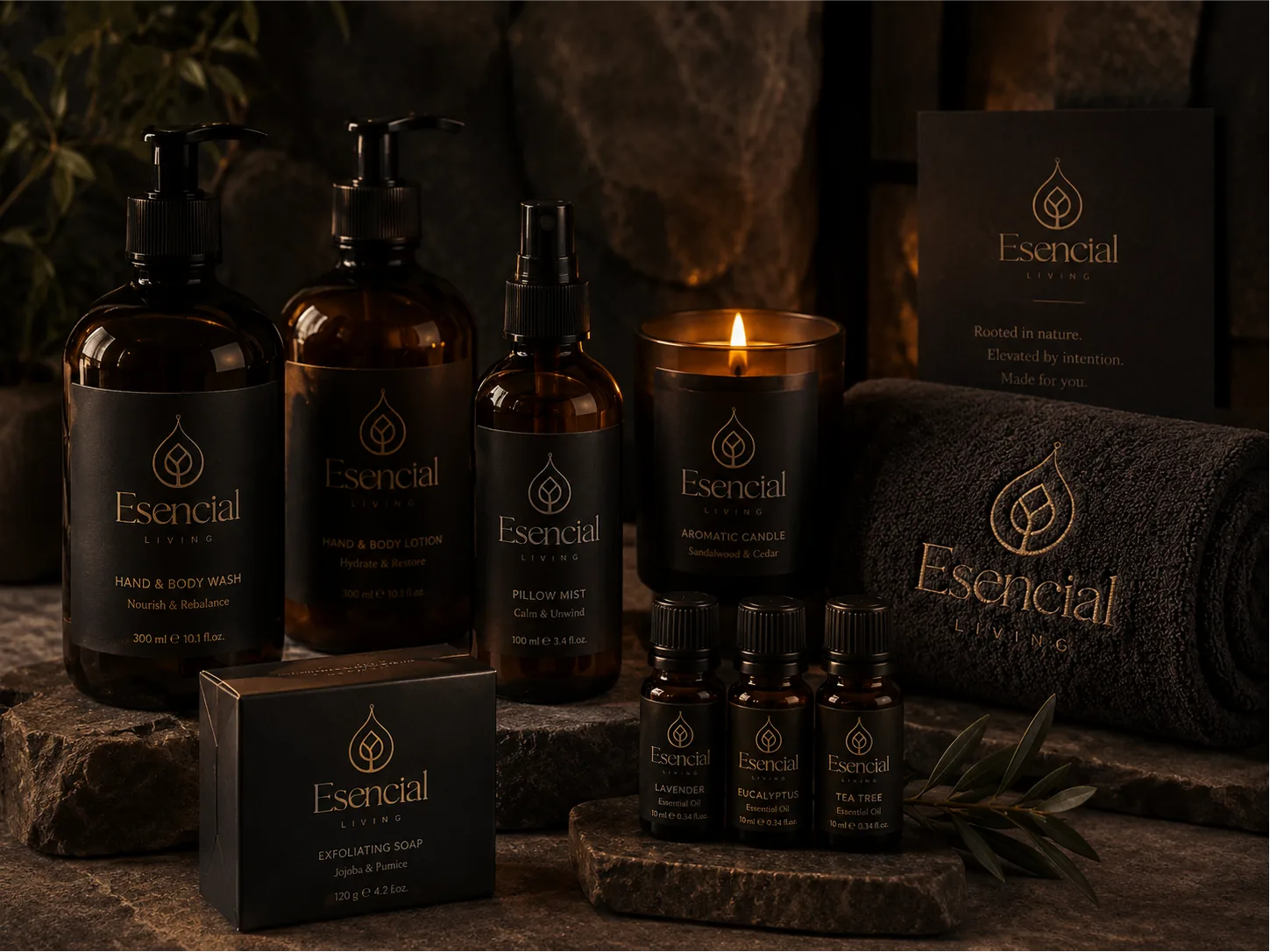 Aplicaciones del sistema de marca de Esencial Living
