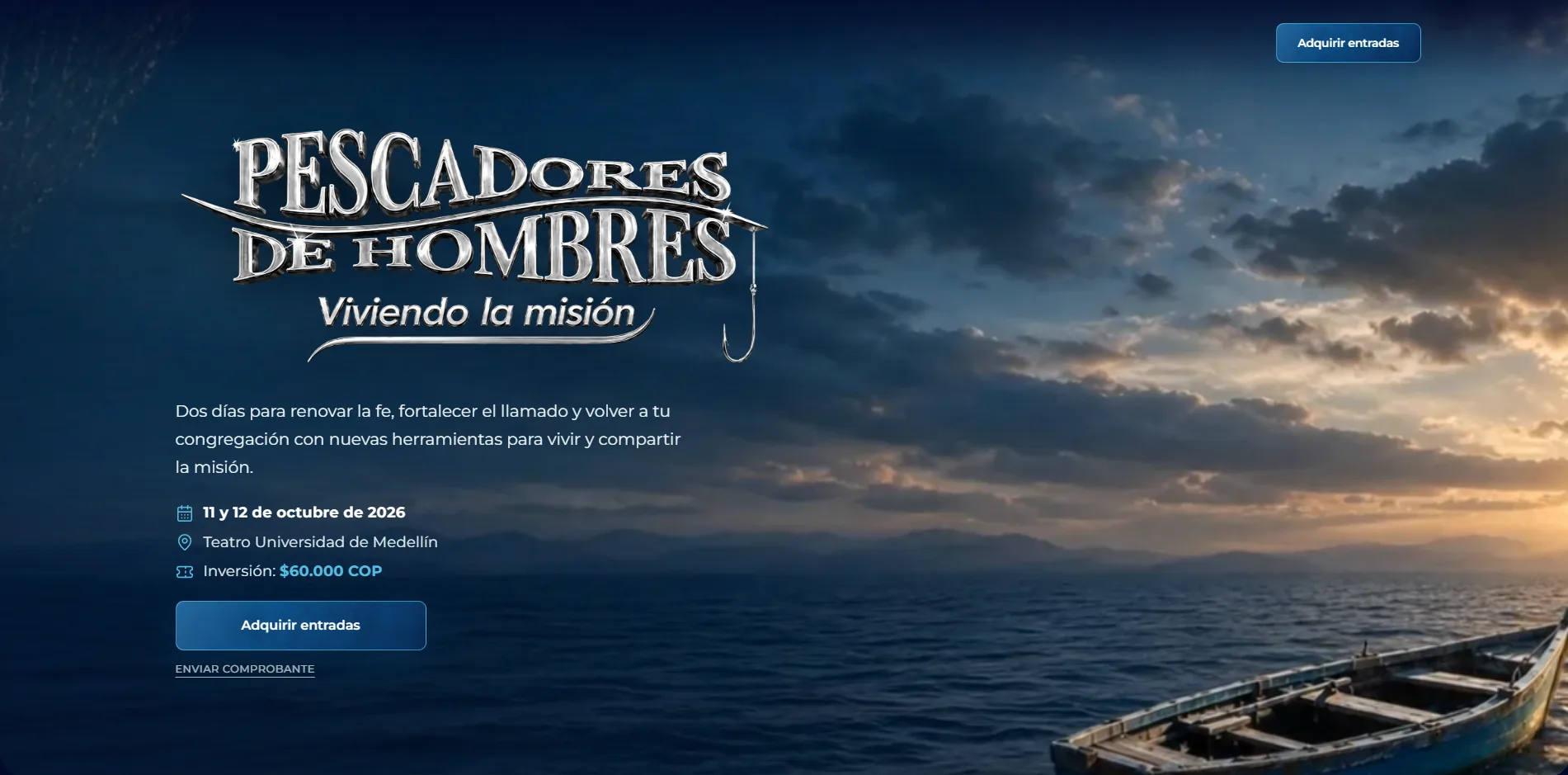 Sitio de Pescadores de Hombres con registro y venta de entradas para eventos