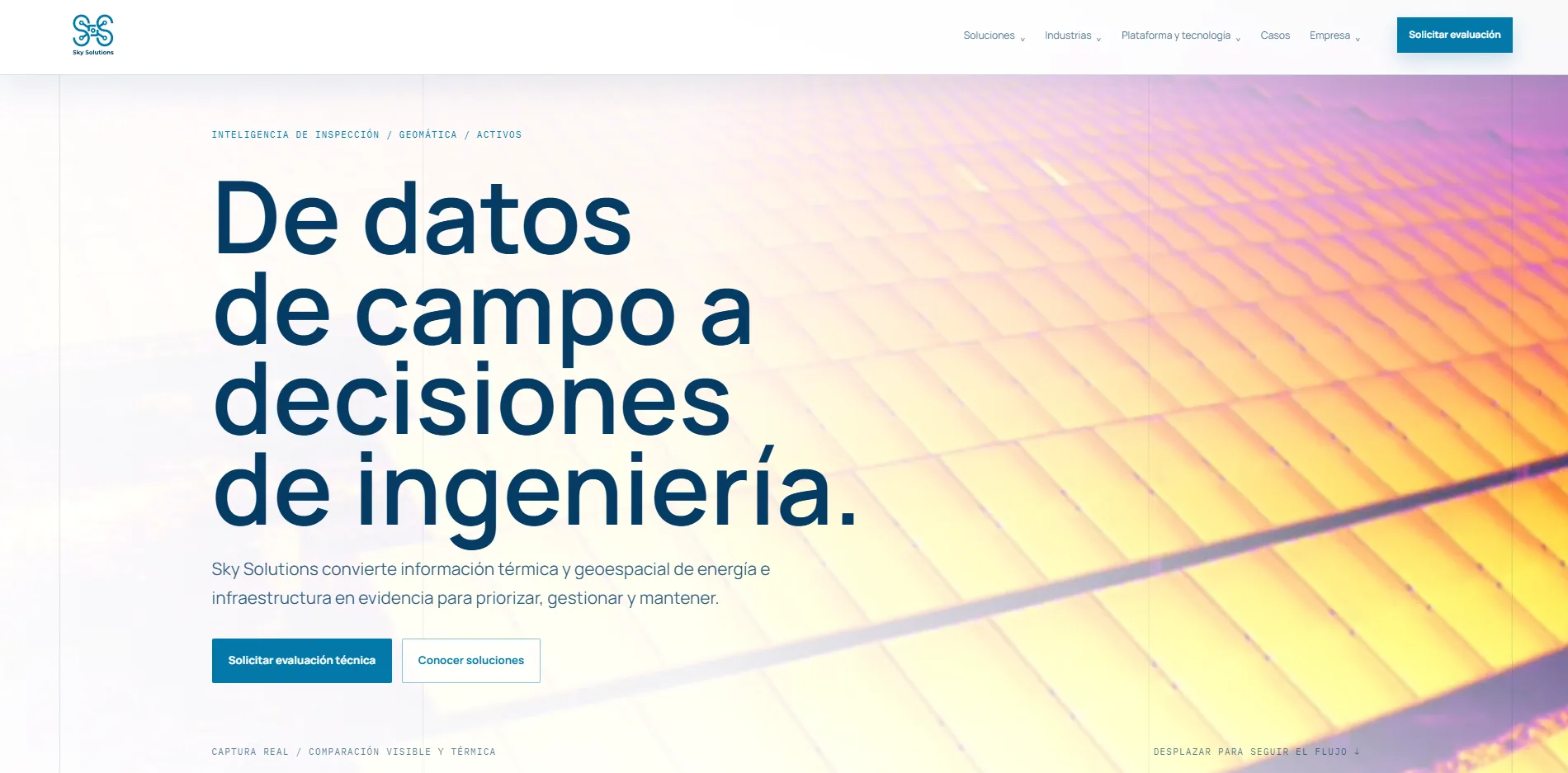 Portada renovada del sitio corporativo de Sky Solutions