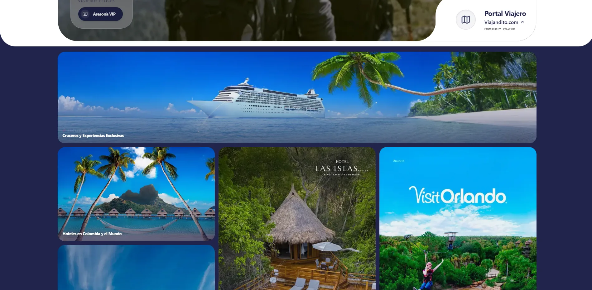 Portada del sitio de Viajandito diseñado y desarrollado por Workfluz